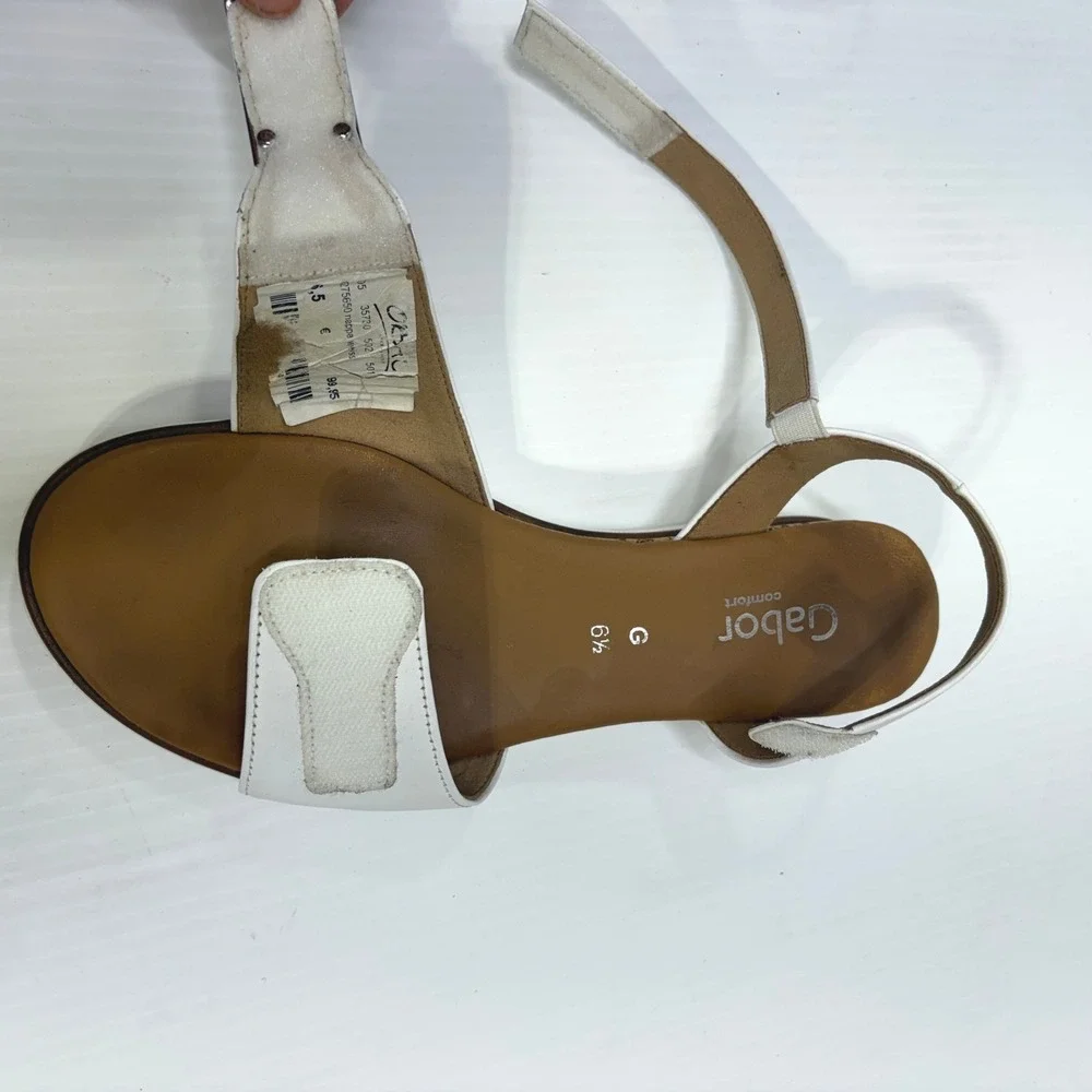Gabor Comfort White Nappa Leather Slingback Wedge Sandals Strappy UK 6.5 US 9